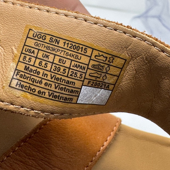 UGG Hylda Leather Wedge Platform Espadrille Sandals Cognac Size 8.5 - Picture 11 of 12